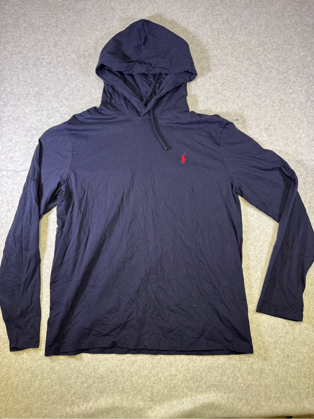Polo by Ralph Lauren Navy Hooded Long-Sleeve Shirt with Red Pony